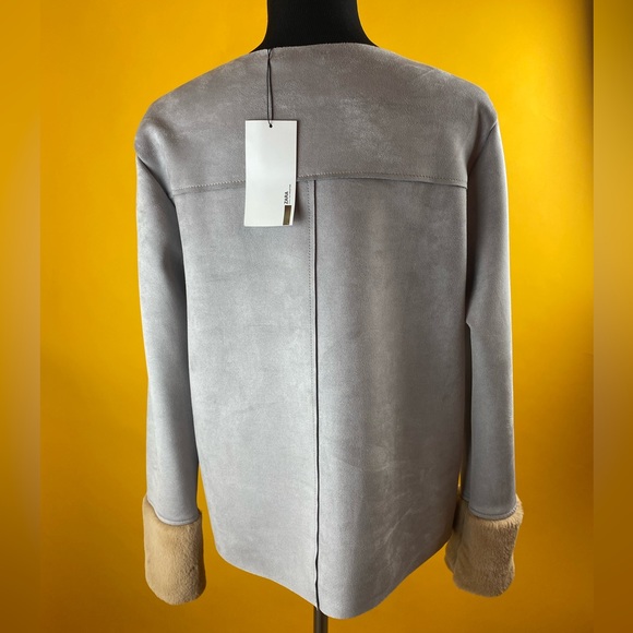 NWT Zara Grey With Tan Faux Fur Cuffs - Picture 4 of 7